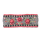 Aubrey Headband - Hand Knit Wool Floral Embroidery: Charcoal
