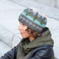 Chloe Wool Hat – Hand-Embroidered Floral Knit Beanie: Grey