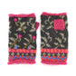 Verbier Wool Handwarmers with Floral Embroidery: Charcoal