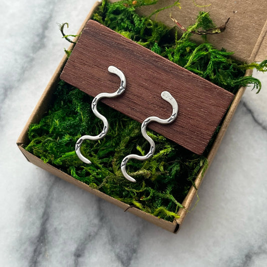 Silver Snake Earrings – Solid Sterling Serpent Studs for Bold Style