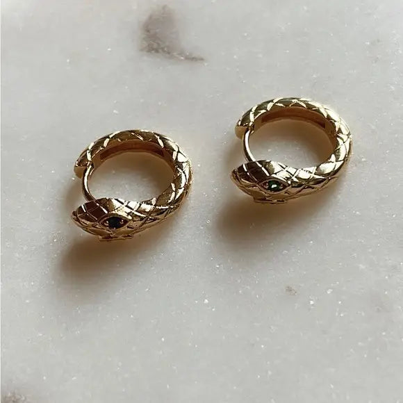 Gavin Snake Huggies - Gold Hoop Earrings