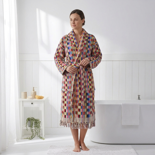 Lokum Robe Handloom Turkish Cotton Heavy Luxury Shawl Collar: S-M