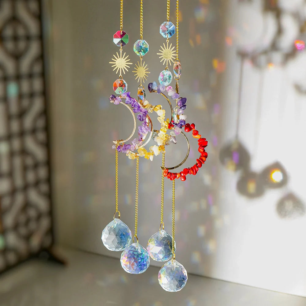 Hollow Moon Crystal Wind Chime Sun Catcher