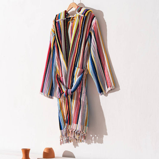 Pompom Bathrobe Handloom Turkish Cotton Resort Heavy Luxury: S-M
