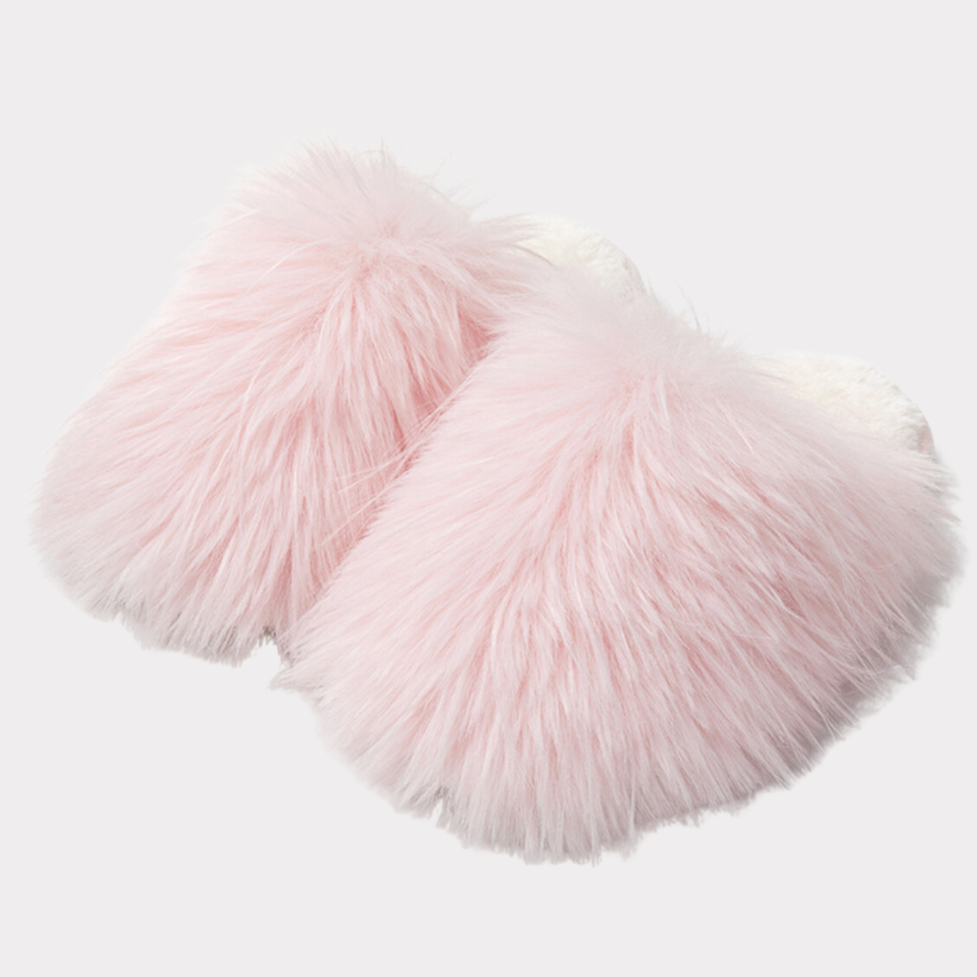 Blush pink plush faux fur slippers
