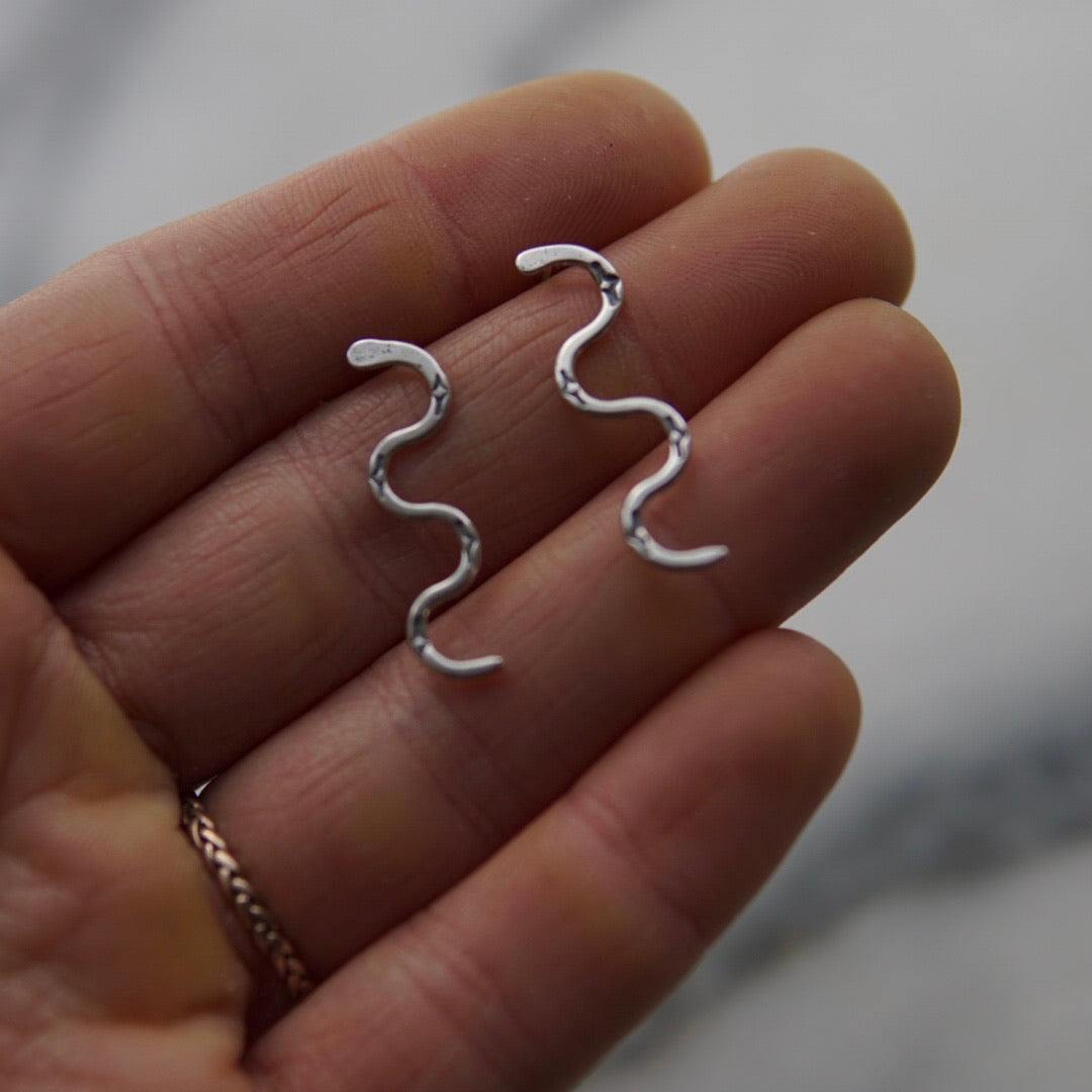 Silver Snake Earrings – Solid Sterling Serpent Studs for Bold Style