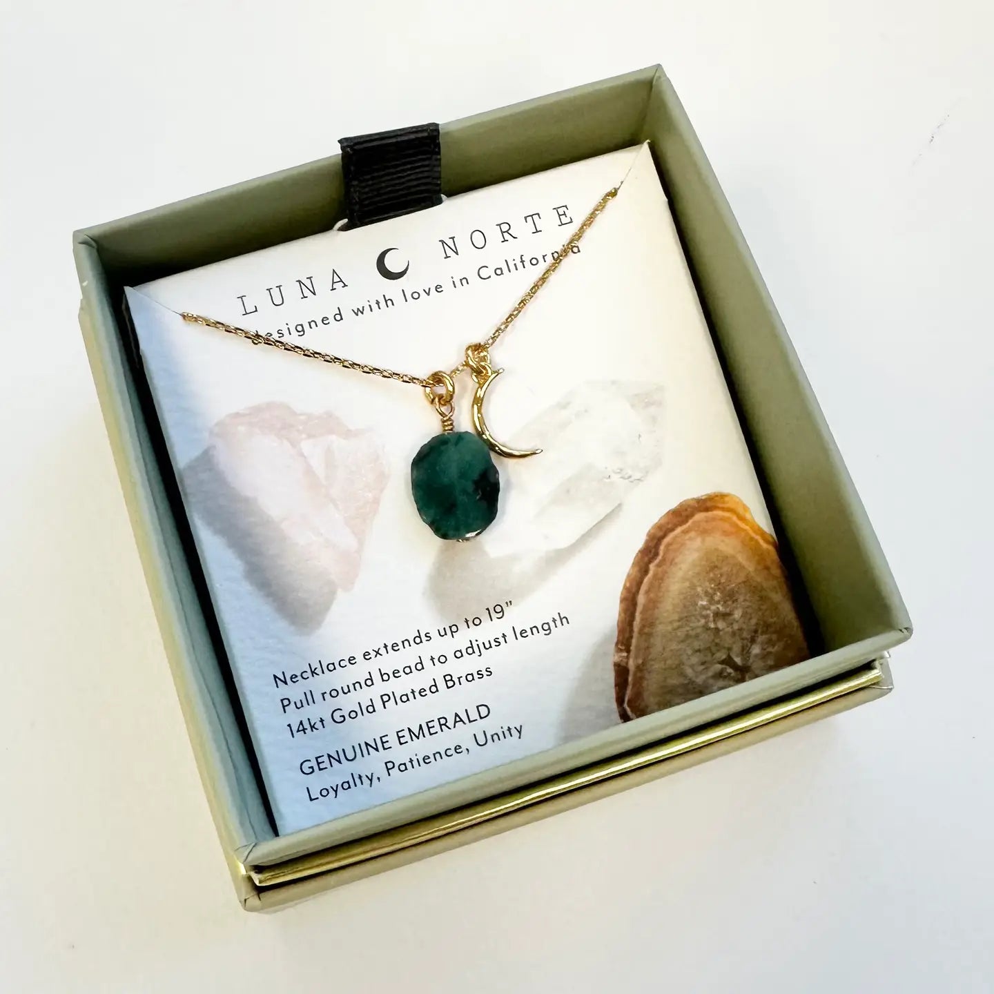 Emerald Necklace – Celestial Being Gold Pendant with Green Gemstone