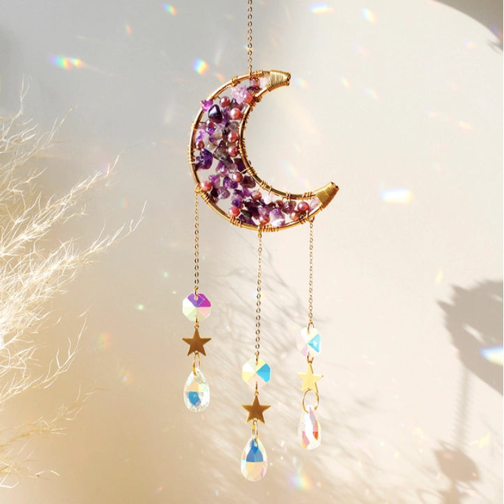 Moon Suncatcher Crystal Prism Amethyst