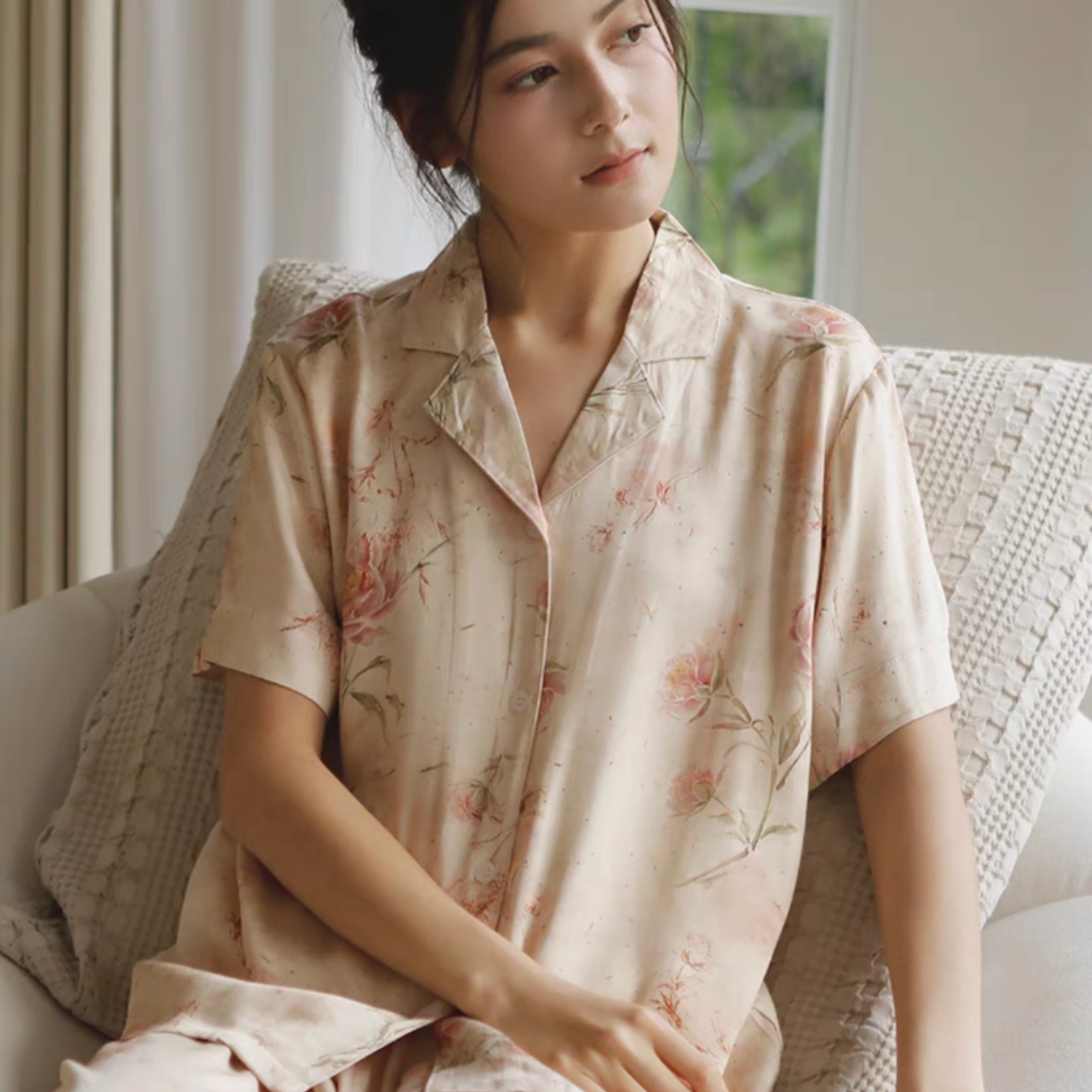 Vintage rose short sleeve pajama set
