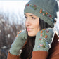 Mathilde Wool Handwarmers with Floral Embroidery: Mulberry