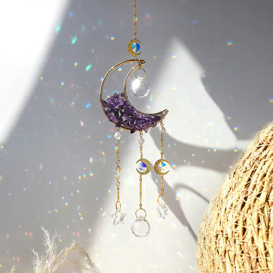 Moon Suncatcher Crystal Prism Decor Opal