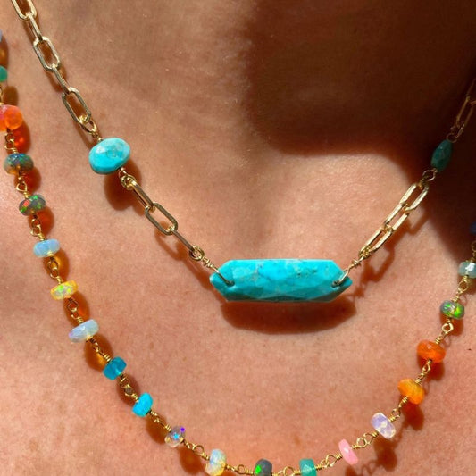 Neon Rainbow Opal Necklace - Bestseller