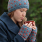 Anaya Handwarmers – Wool Knit with Floral Embroidery: Mint