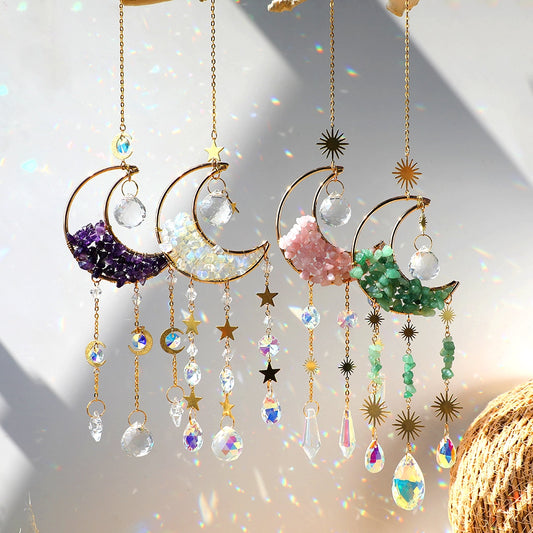 Moon Suncatcher Crystal Prism Amethyst
