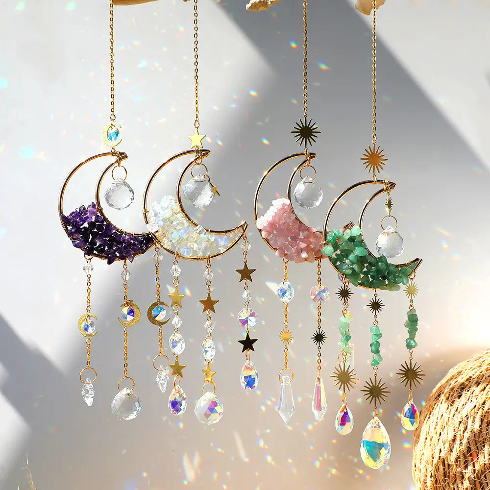 Moon Suncatcher Crystal Prism Decor Opal