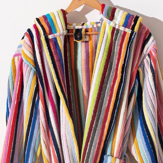 Pompom Bathrobe Handloom Turkish Cotton Resort Heavy Luxury: S-M