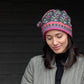 Verbier Floral Wool Beanie Hat with Embroidery: Charcoal