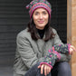 Verbier Wool Handwarmers with Floral Embroidery: Charcoal