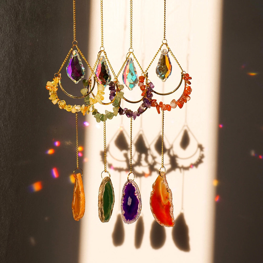 Teardrop Crystal Agate Suncatcher Hanging Aquamarine