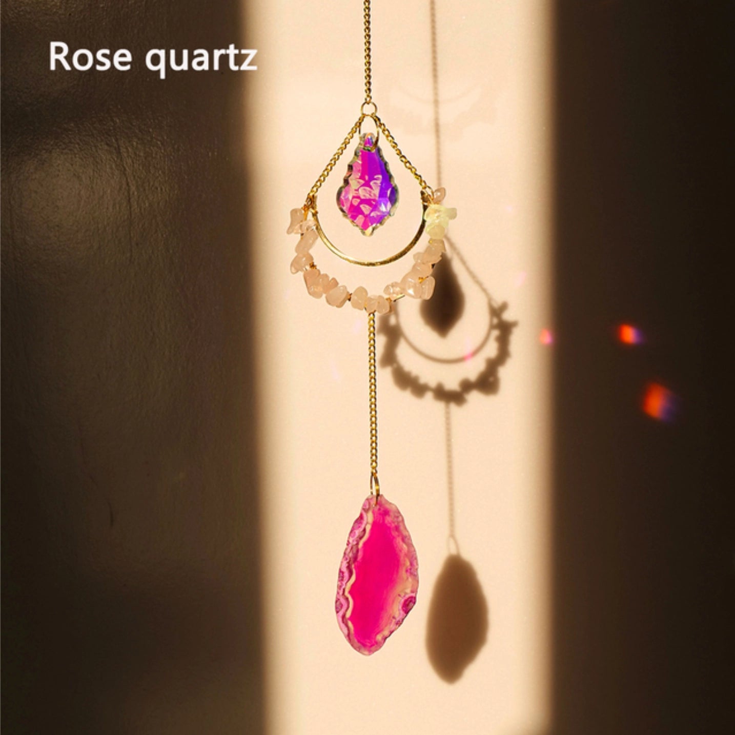 Teardrop Crystal Agate Suncatcher Hanging Aquamarine