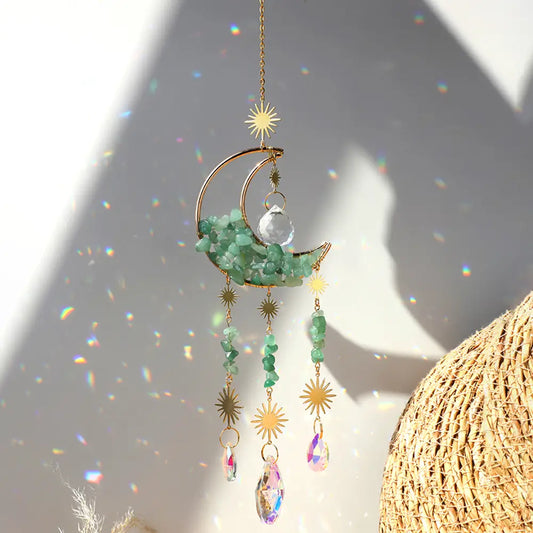 Moon Suncatcher Crystal Prism Decor Opal