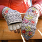 Sadie Wool Convertible Mittens with Embroidery: Light Natural