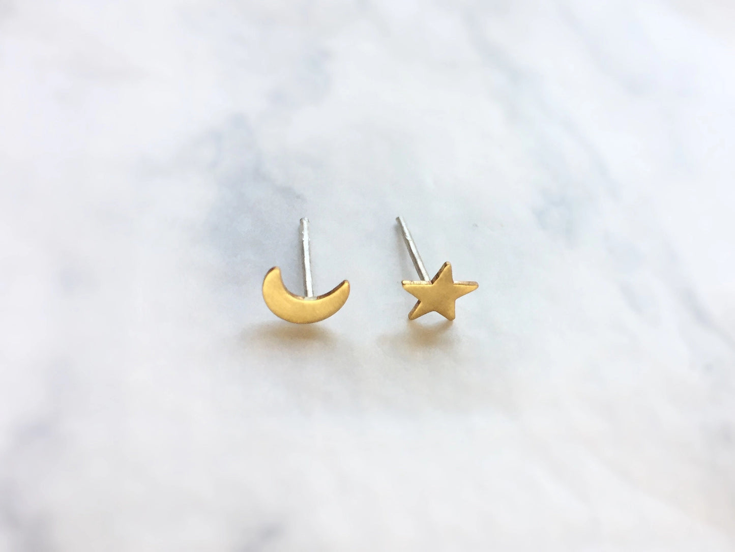Moon and Star Stud Earrings