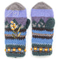 Chloe Wool Mittens – Embroidered Floral Design: Grey
