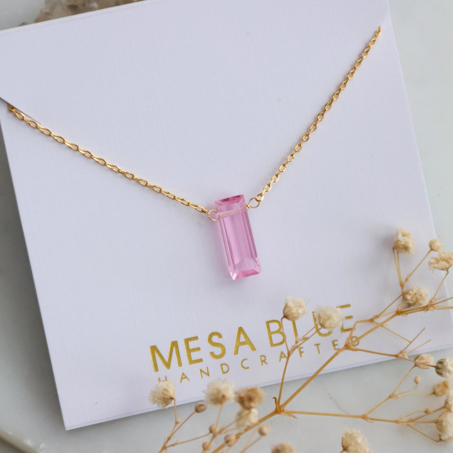 Rose Quartz Necklace – Healing Crystal Pendant on Chain