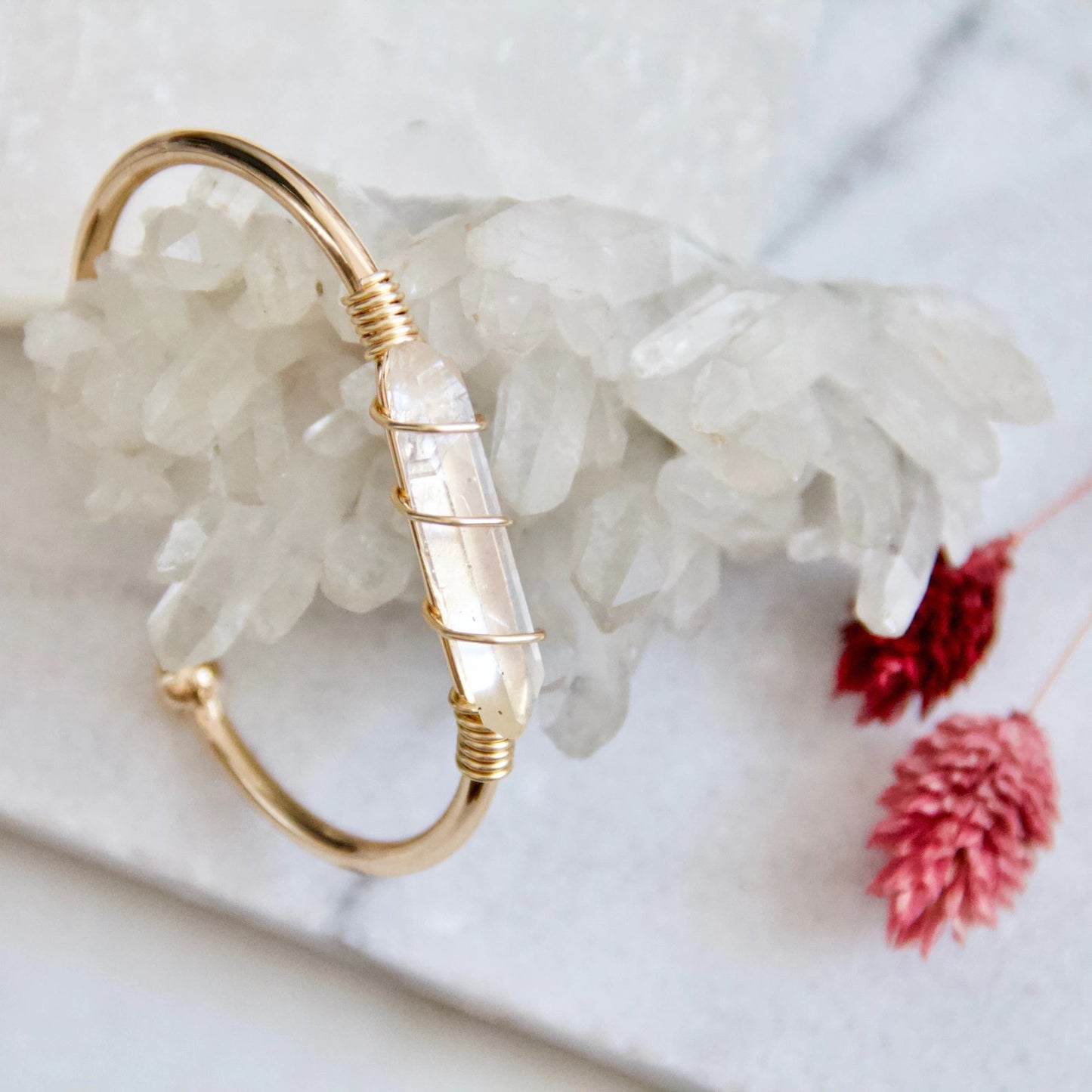 Wire Wrapped Quartz Crystal Bracelet