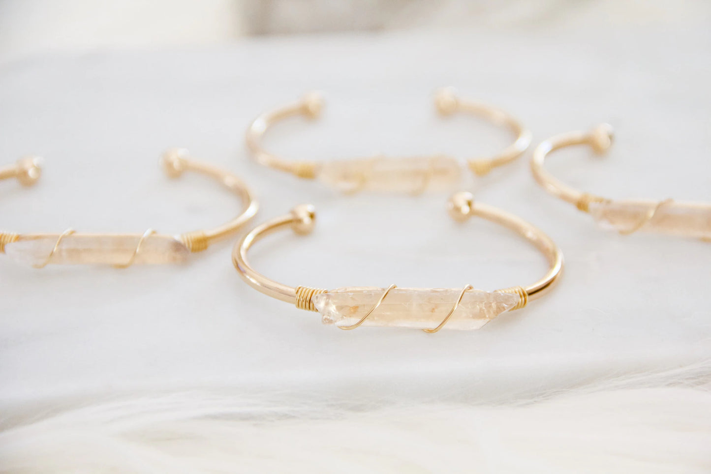 Wire Wrapped Quartz Crystal Bracelet