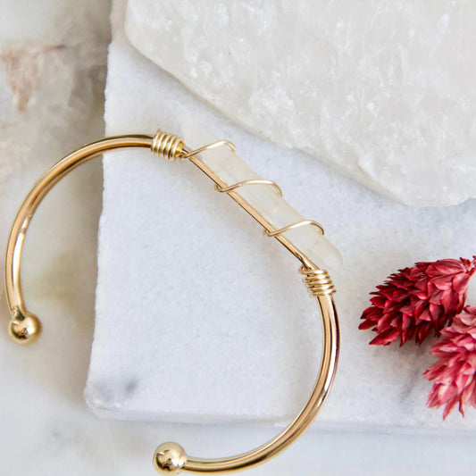 Wire Wrapped Quartz Crystal Bracelet